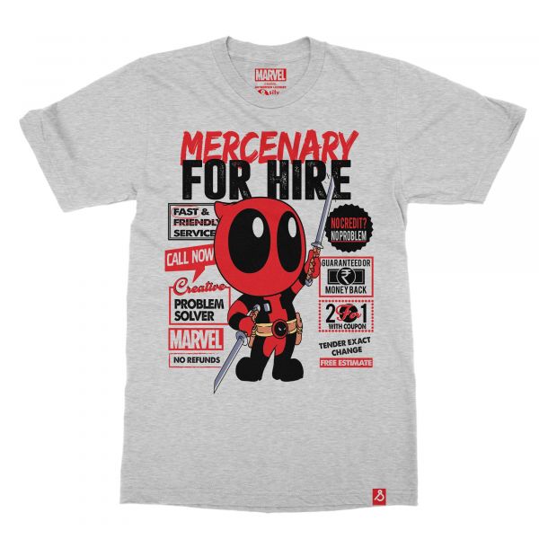 Official Deadpool: Mercenary for hire by Marvel T-shirt in India by Silly Punter
