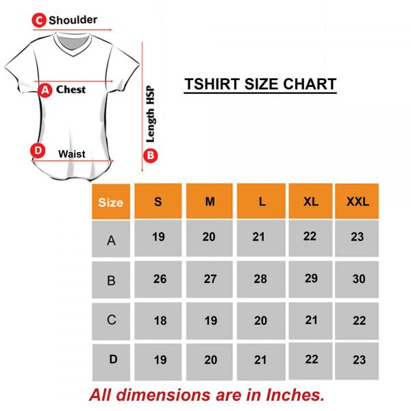 Size Chart for Silly Punter Tshirt
