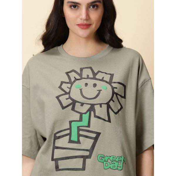 OS Green Day Women Oversized  Croped Tshirt In India By Silly Punter