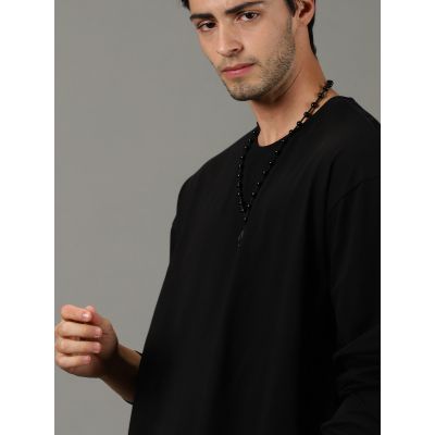 Oversized-Onyx-Solid-Black-Full-Sleeves-Tshirt-India