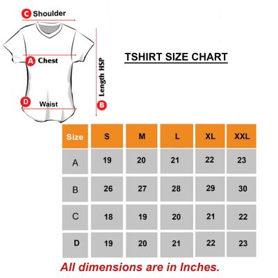 Silly Punter Unisex Tshirt Size Chart