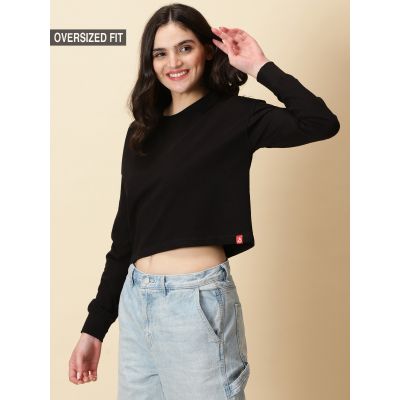 OS Black Full Sleeves Oversized Essentials Tshirt In India By Silly Punter