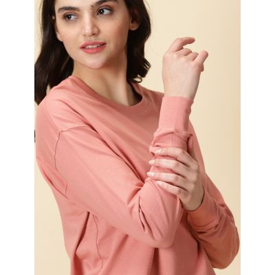 OS Coral Full Sleeves Women Oversized Essentials Tshirt In India By Silly Punter