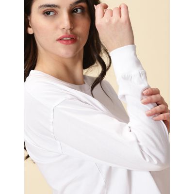 OS White Full Sleeves Women Oversized Essentials Tshirt In India By Silly Punter