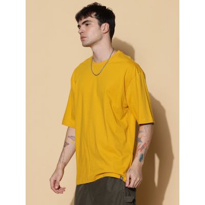 Oversized Mustard Essential Half Sleeves Tshirt In India by Silly Punter