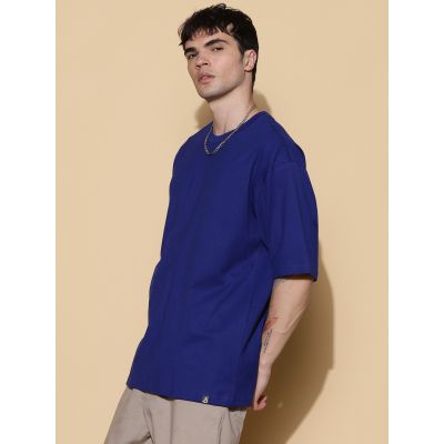 Oversized Royal Blue Essential Half Sleeves Tshirt In India by Silly Punter