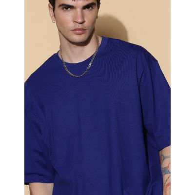Oversized Royal Blue Essential Half Sleeves Tshirt In India by Silly Punter